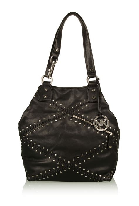 michael kors shoulder bag black|Michael Kors black studded bag.